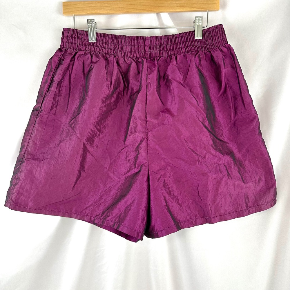 Vintage 90s Shiny Purple Nylon Running Athletic Shorts‎ Pacific Connections XL